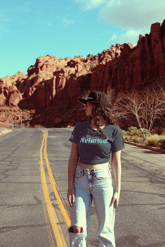 Nefarious Charcoal Gray - Women's Crop Tee