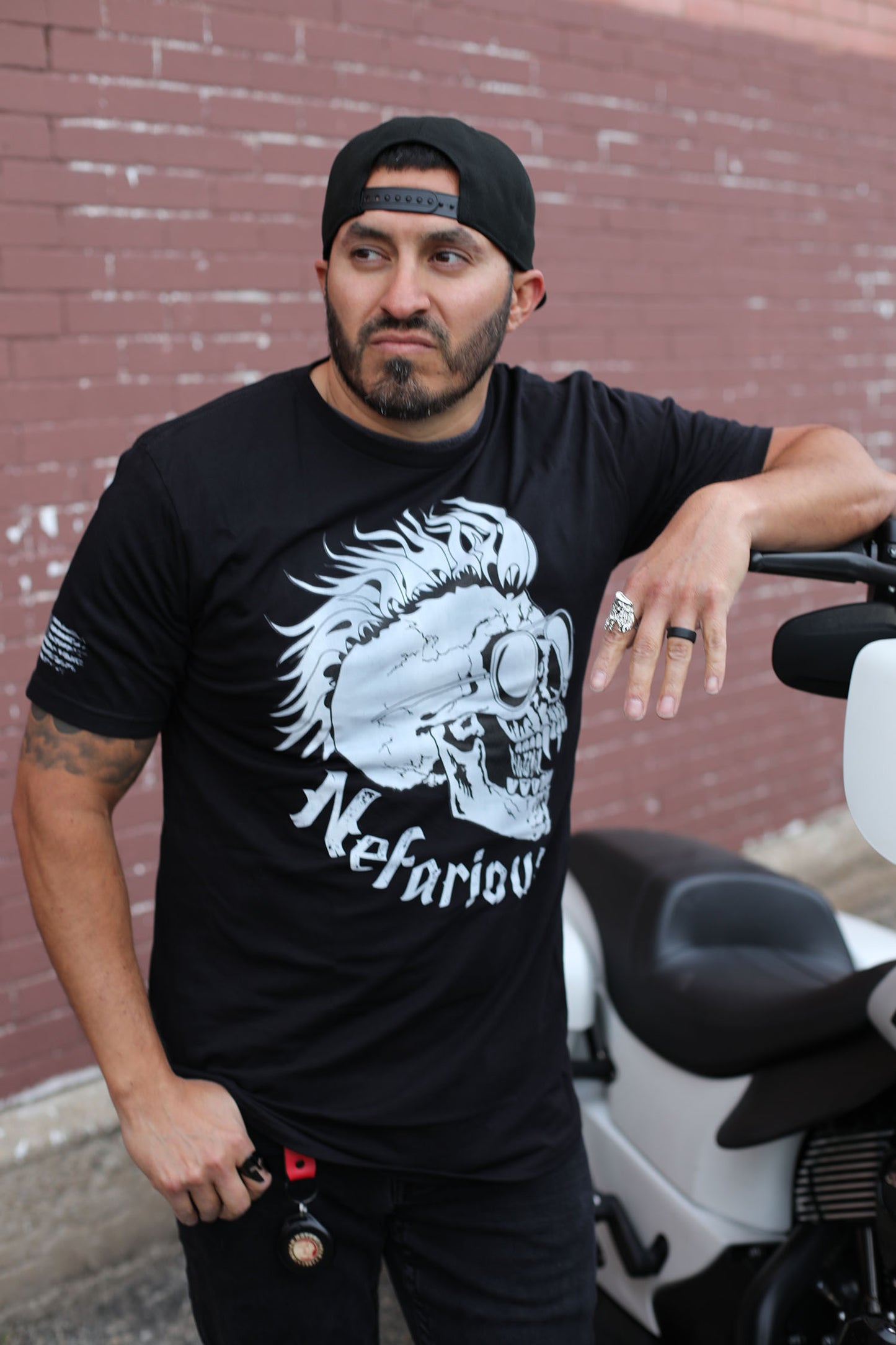 OG White Skull - Long Body Tee - 4-5 inches of more coverage!