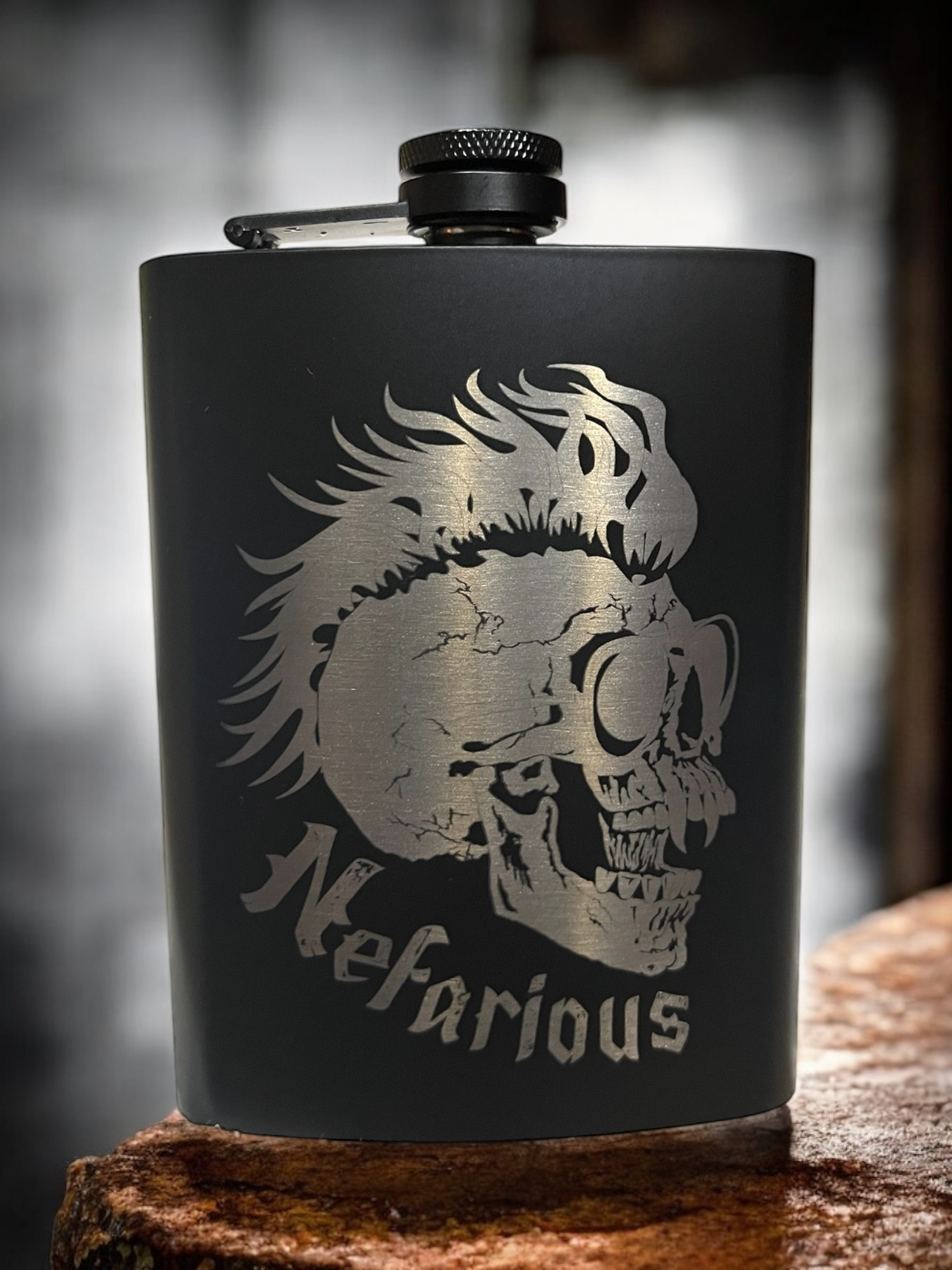 OG Skull - Hip Flasks Matte Black Stainless Steel Flask