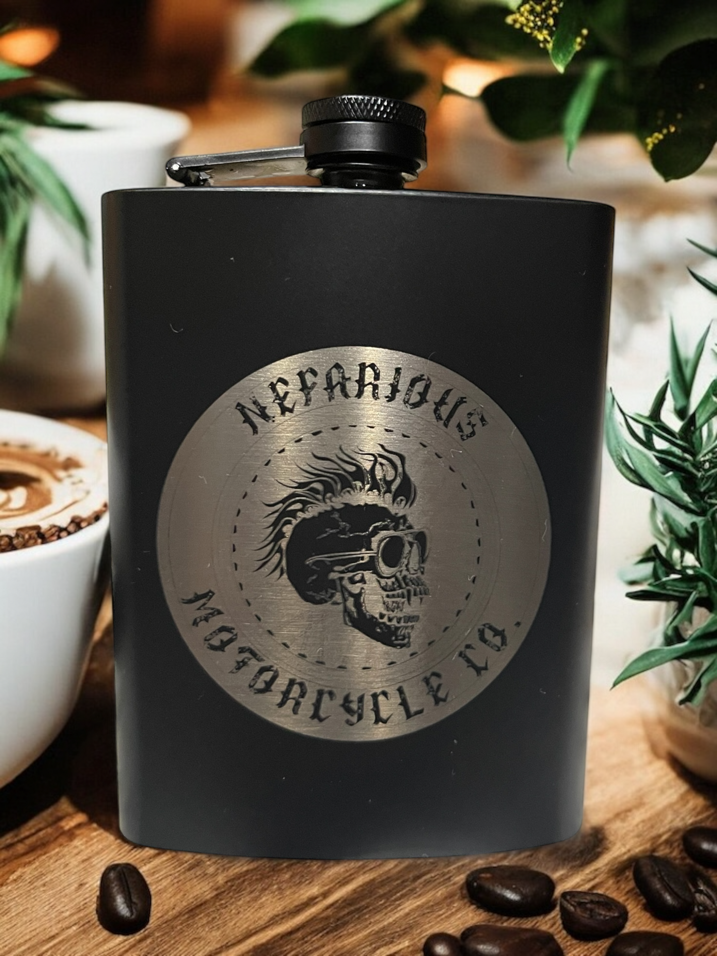 Spokes Logo - Hip Flasks Matte Black Stainless Steel Flask