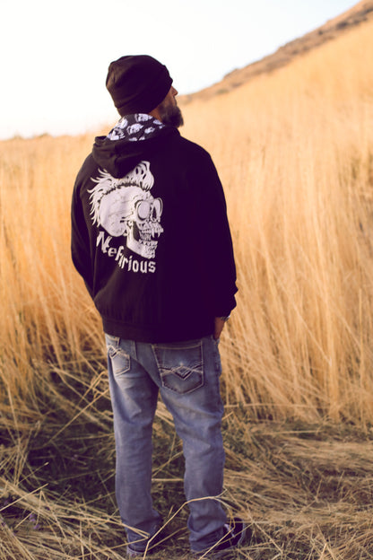 OG Skull Zip Hoodie - Patterned Hood