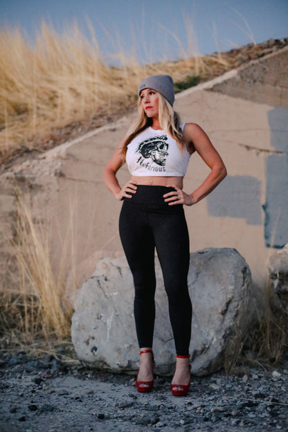 OG Black Skull - Woman's Crop Muscle Tank