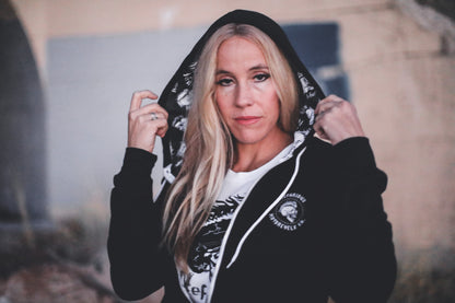 OG Skull Zip Hoodie - Patterned Hood