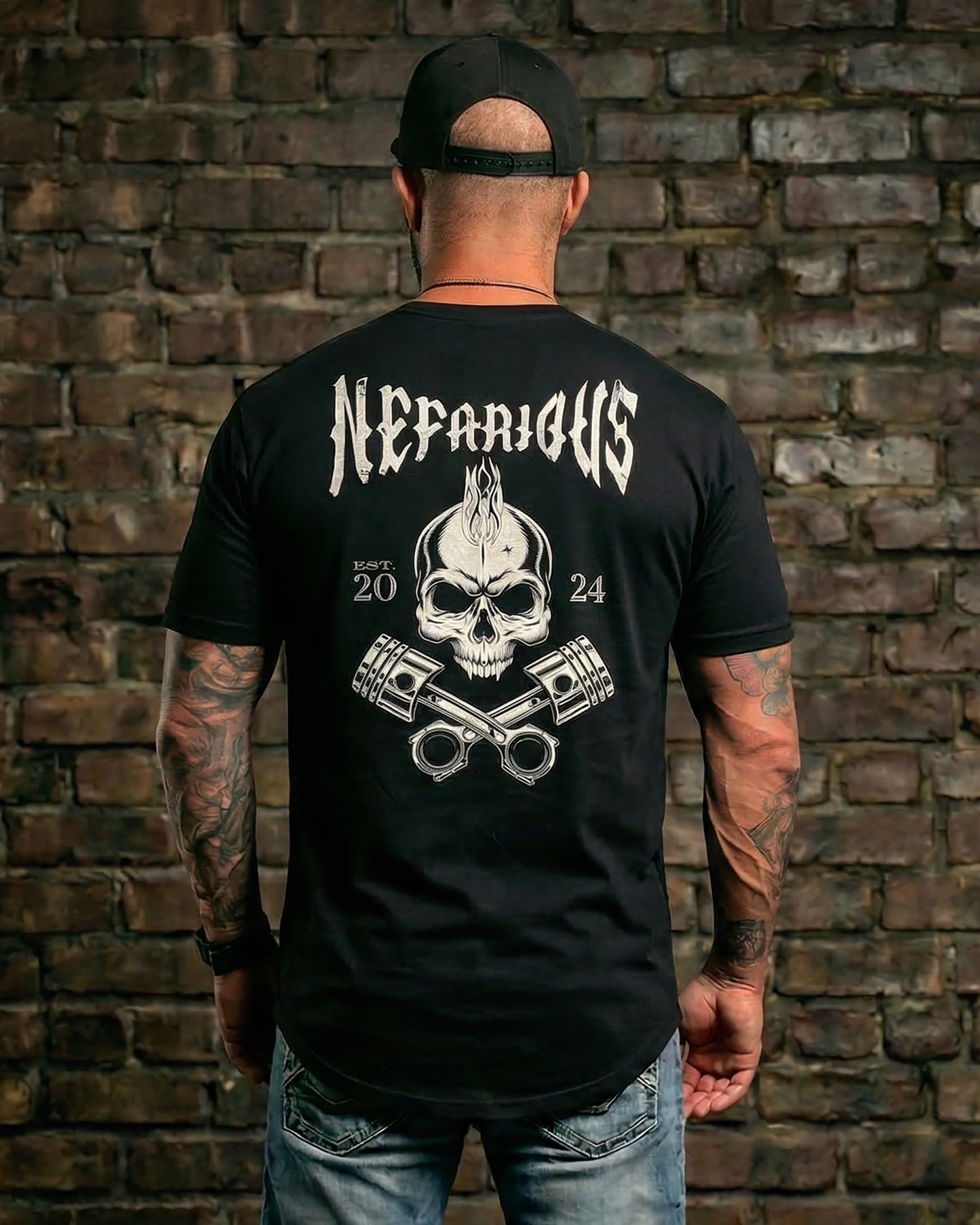 Skull & Pistons - Long Body Tee - 4-5 inches of more coverage!