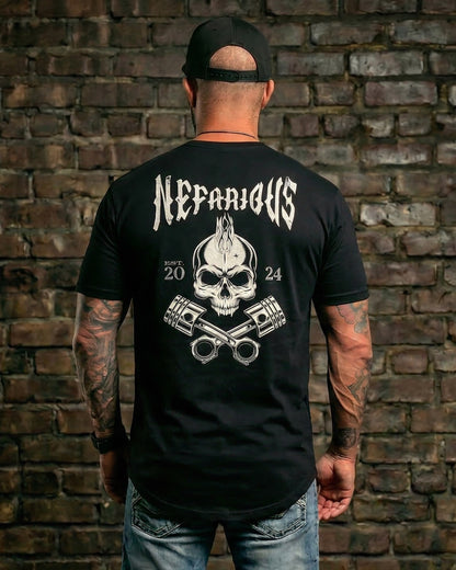 Skull & Pistons - Long Body Tee - 4-5 inches of more coverage!