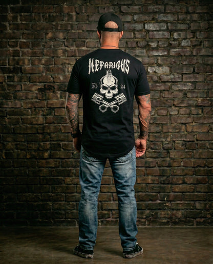 Skull & Pistons - Long Body Tee - 4-5 inches of more coverage!