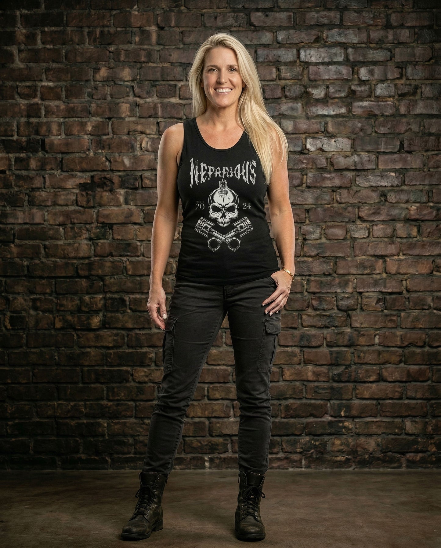 Skull-&-Pistons - Women's Ribbed Full Coverage Long Tank